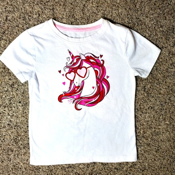 Celebrate! Girl's Short Sleeve Valentine's Day Unicorn Sparkle T-Shirt Size XS - Picture 1 of 7